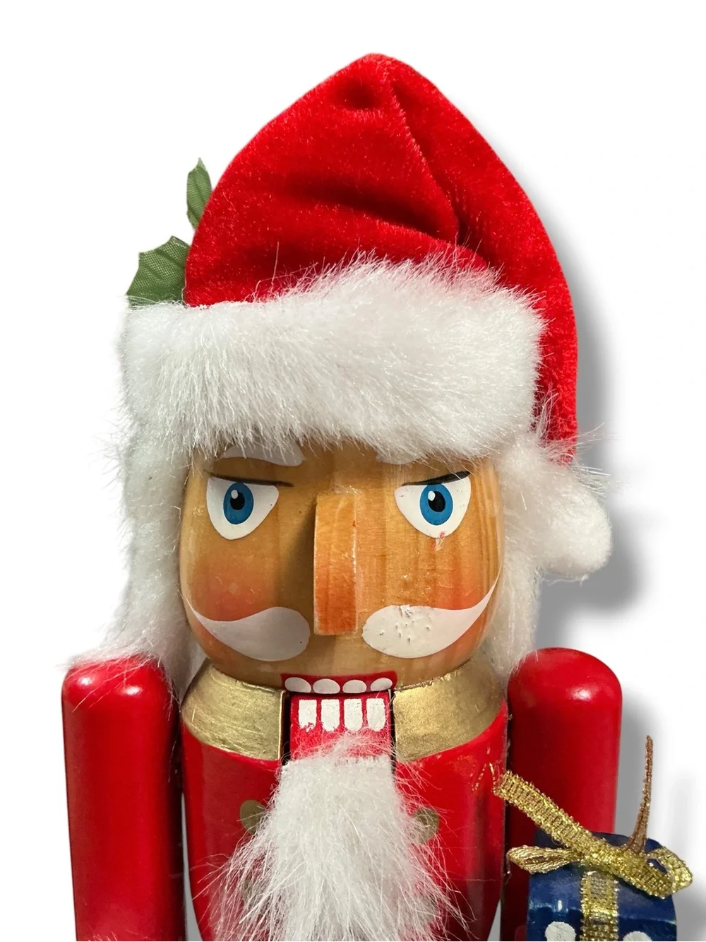 Vintage Wooden Red Santa Nutcracker Figurine - Holiday Decor
